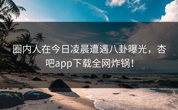 圈内人在今日凌晨遭遇八卦曝光，杏吧app下载全网炸锅！