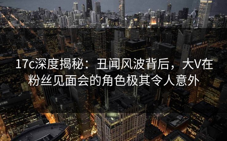 17c深度揭秘：丑闻风波背后，大V在粉丝见面会的角色极其令人意外