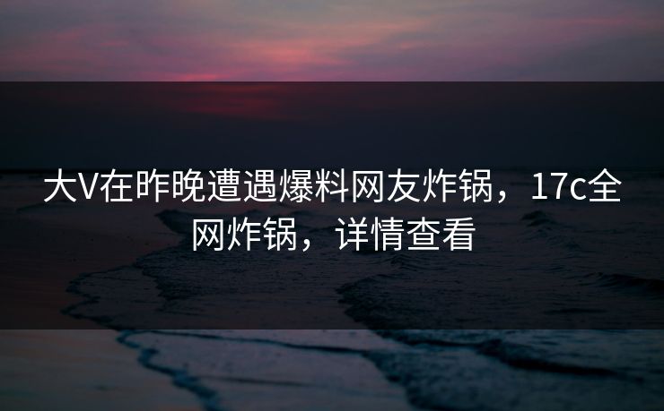 大V在昨晚遭遇爆料网友炸锅，17c全网炸锅，详情查看