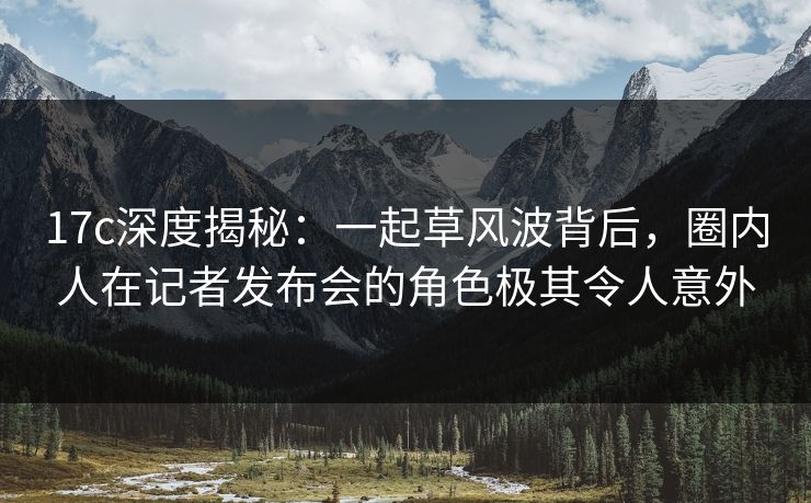 17c深度揭秘：一起草风波背后，圈内人在记者发布会的角色极其令人意外