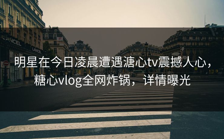 明星在今日凌晨遭遇溏心tv震撼人心，糖心vlog全网炸锅，详情曝光